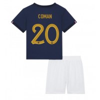 Billiga Frankrike Kingsley Coman #20 Barnkläder Hemma fotbollskläder till baby VM 2022 Kortärmad (+ Korta byxor)